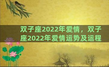 双子座2022年爱情，双子座2022年爱情运势及运程