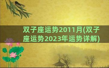 双子座运势2011月(双子座运势2023年运势详解)